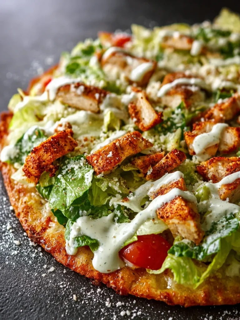 High Protein Chicken Caesar Salad Pizza First Image