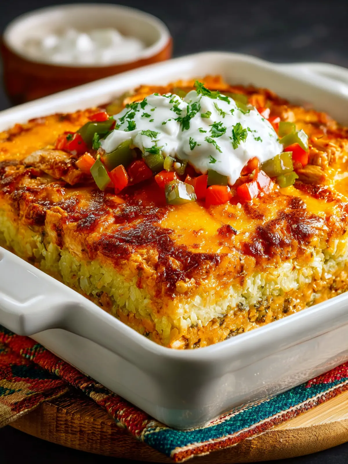 Layered Mexican Casserole with Chicken and Cauliflower Rice First Image